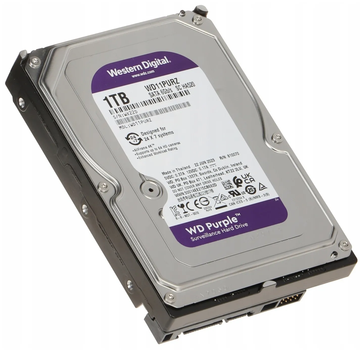 Жорсткий диск 3.5" 1TB 64MB Western Digital Purple (WD11PURZ) - Фото 3